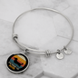 White Dachshund Mom Bracelet Stainless Steel or 18k Gold Circle Bangle-Express Your Love Gifts