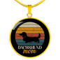 White Dachshund Mom Circle Necklace Stainless Steel or 18k Gold 18-22"-Express Your Love Gifts
