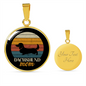 White Dachshund Mom Circle Necklace Stainless Steel or 18k Gold 18-22"-Express Your Love Gifts