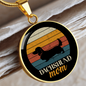 White Dachshund Mom Circle Necklace Stainless Steel or 18k Gold 18-22"-Express Your Love Gifts