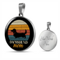 White Dachshund Mom Circle Necklace Stainless Steel or 18k Gold 18-22"-Express Your Love Gifts