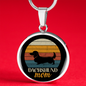 White Dachshund Mom Circle Necklace Stainless Steel or 18k Gold 18-22"-Express Your Love Gifts