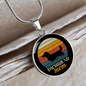 White Dachshund Mom Circle Necklace Stainless Steel or 18k Gold 18-22"-Express Your Love Gifts