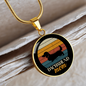 White Dachshund Mom Circle Necklace Stainless Steel or 18k Gold 18-22"-Express Your Love Gifts