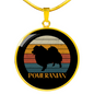 White Pomeranian Dog Circle Necklace Stainless Steel or 18k Gold 18-22"-Express Your Love Gifts
