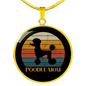 White Poodle Mom Circle Necklace Stainless Steel or 18k Gold 18-22"-Express Your Love Gifts