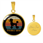 White Poodle Mom Circle Necklace Stainless Steel or 18k Gold 18-22"-Express Your Love Gifts