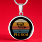 White Pug Mom Circle Necklace Stainless Steel or 18k Gold 18-22"-Express Your Love Gifts