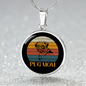 White Pug Mom Circle Necklace Stainless Steel or 18k Gold 18-22"-Express Your Love Gifts