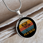 White Pug Mom Circle Necklace Stainless Steel or 18k Gold 18-22"-Express Your Love Gifts