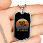 White Pug Mom Necklace Stainless Steel or 18k Gold Dog Tag 24" Chain-Express Your Love Gifts