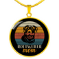 White Rottweiler Mom Circle Necklace Stainless Steel or 18k Gold 18-22"-Express Your Love Gifts