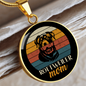 White Rottweiler Mom Circle Necklace Stainless Steel or 18k Gold 18-22"-Express Your Love Gifts