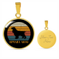 White Spaniel Mom Circle Necklace Stainless Steel or 18k Gold 18-22"-Express Your Love Gifts