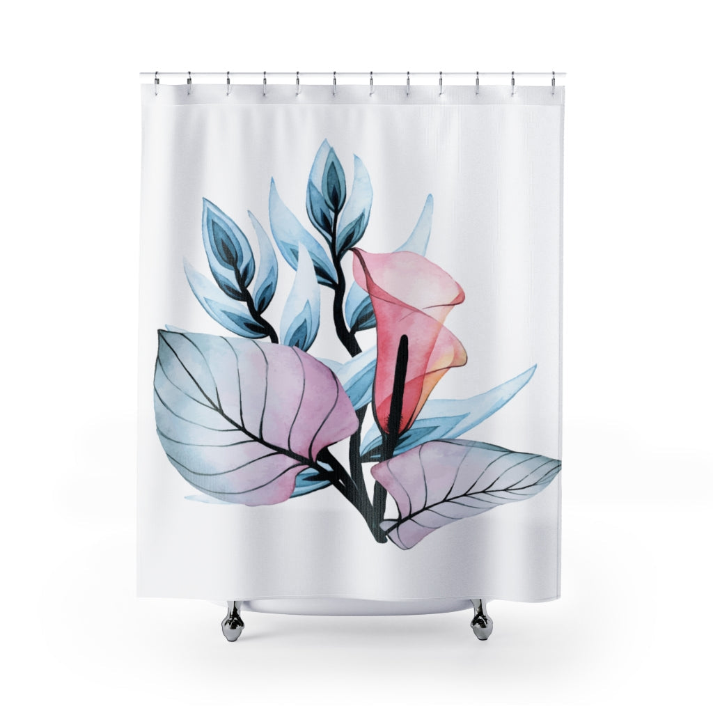 White Tropical Calla Stylish Design 71" x 74" Elegant Waterproof Shower Curtain for a Spa-like Bathroom Paradise Exceptional Craftsmanship-Express Your Love Gifts