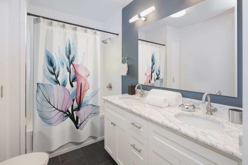 White Tropical Calla Stylish Design 71" x 74" Elegant Waterproof Shower Curtain for a Spa-like Bathroom Paradise Exceptional Craftsmanship-Express Your Love Gifts