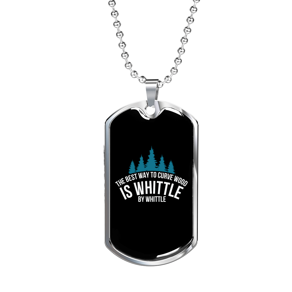 Whittle By Whittle Woodworker Dog Tag Stainless Steel or 18k Gold W 24"-Express Your Love Gifts