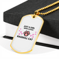Who Loves Cat Necklace Stainless Steel or 18k Gold Dog Tag 24" Chain-Express Your Love Gifts