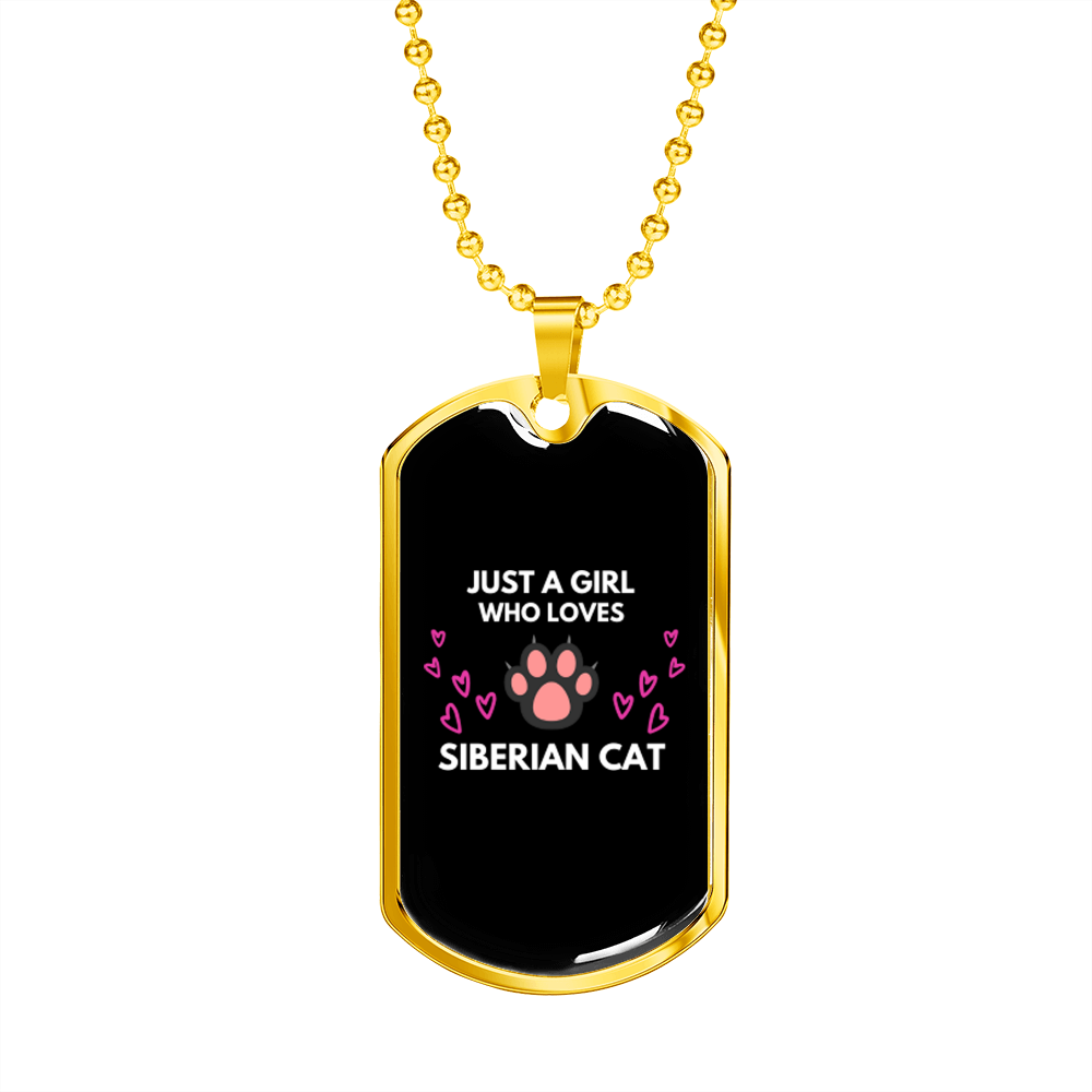 Who Loves Siberian Cat Necklace Stainless Steel or 18k Gold Dog Tag 24-Express Your Love Gifts