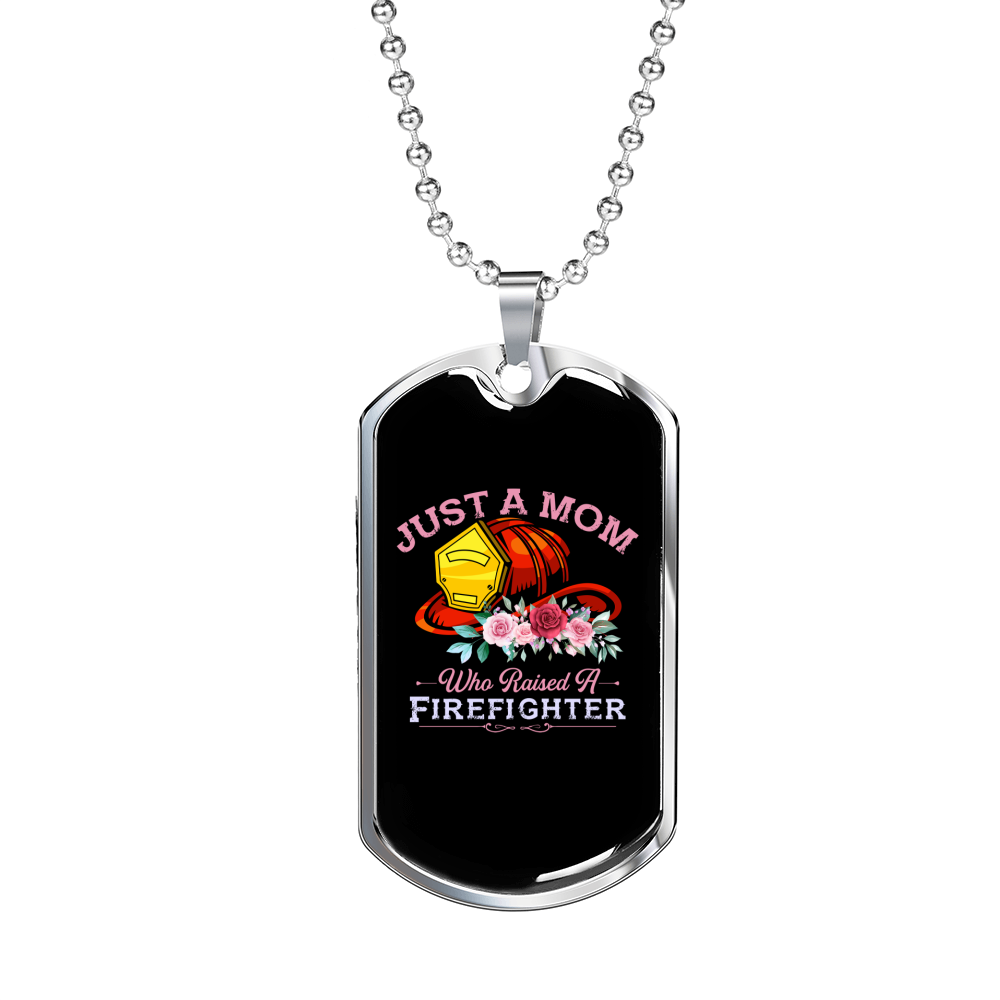 Who Raised A Firefighter Gift Stainless Steel or 18k Gold Dog Tag 24" Chain-Express Your Love Gifts