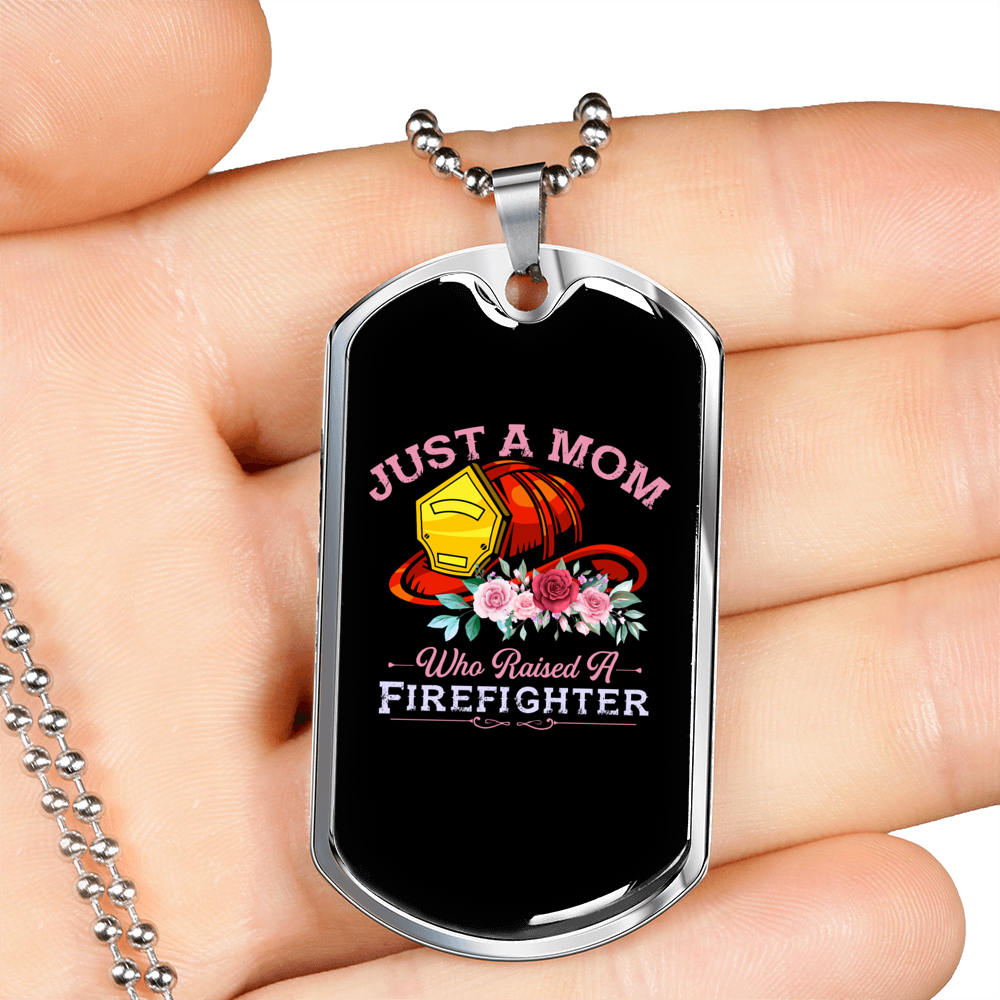 Who Raised A Firefighter Gift Stainless Steel or 18k Gold Dog Tag 24" Chain-Express Your Love Gifts