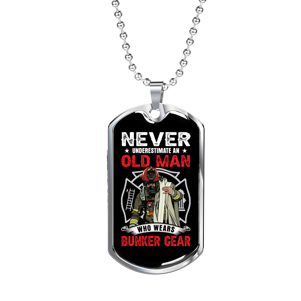 Who Wears Bunker Gear Firefighter Gift Stainless Steel or 18k Gold Dog Tag 24" Chain-Express Your Love Gifts