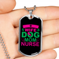 Wife Dog Mom Nurse Purple Necklace Stainless Steel or 18k Gold Dog Tag 24" Chain-Express Your Love Gifts