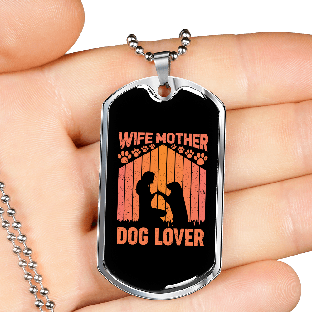Wife Father Dog Lover Pink Necklace Stainless Steel or 18k Gold Dog Tag 24" Chain-Express Your Love Gifts