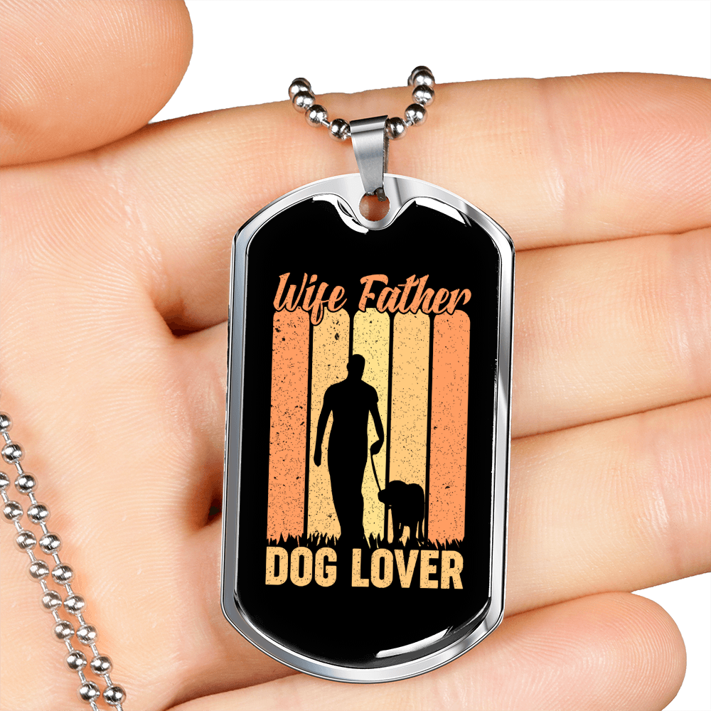 Wife Father Dog Lover Yellow Necklace Stainless Steel or 18k Gold Dog Tag 24" Chain-Express Your Love Gifts