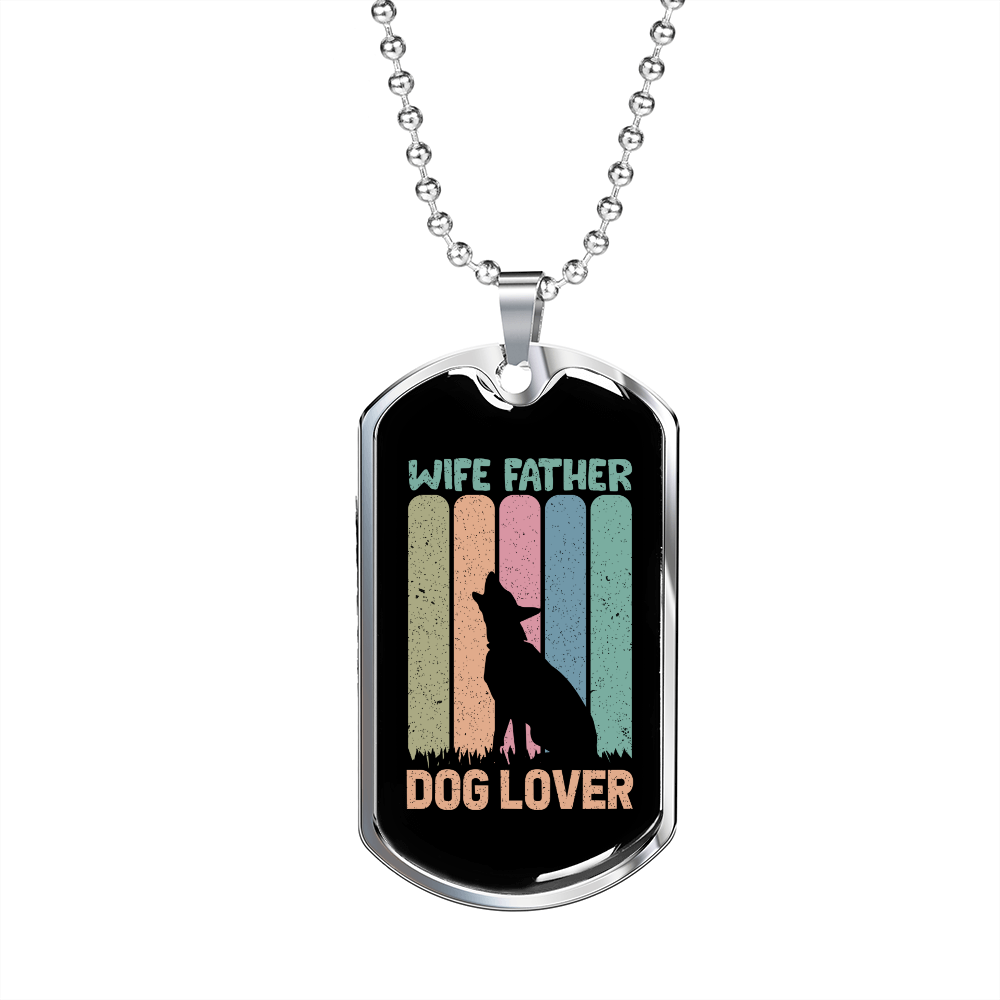Wife Father Stainless Steel or 18k Gold Dog Tag 24" Chain-Express Your Love Gifts