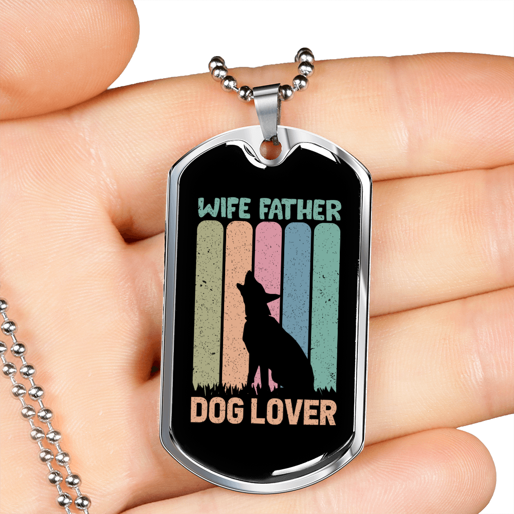 Wife Father Stainless Steel or 18k Gold Dog Tag 24" Chain-Express Your Love Gifts