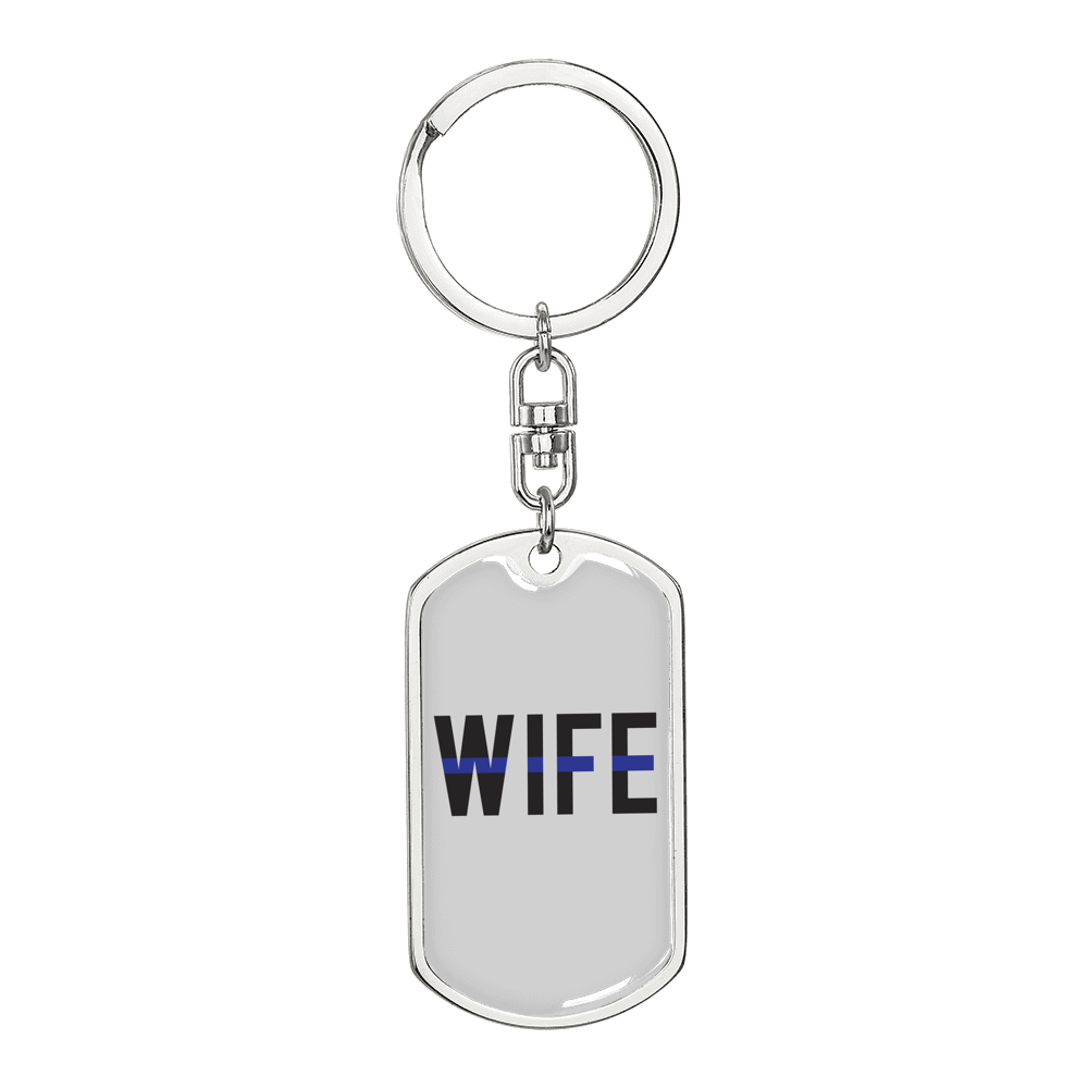 Wife Keychain Stainless Steel or 18k Gold Dog Tag Keyring-Express Your Love Gifts
