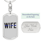 Wife Keychain Stainless Steel or 18k Gold Dog Tag Keyring-Express Your Love Gifts