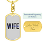 Wife Keychain Stainless Steel or 18k Gold Dog Tag Keyring-Express Your Love Gifts