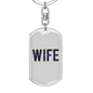 Wife Keychain Stainless Steel or 18k Gold Dog Tag Keyring-Express Your Love Gifts