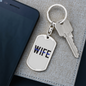 Wife Keychain Stainless Steel or 18k Gold Dog Tag Keyring-Express Your Love Gifts