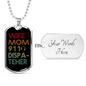 Wife Mom 911 Dispatcher Necklace Stainless Steel or 18k Gold Dog Tag 24"-Express Your Love Gifts
