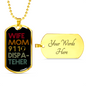 Wife Mom 911 Dispatcher Necklace Stainless Steel or 18k Gold Dog Tag 24"-Express Your Love Gifts