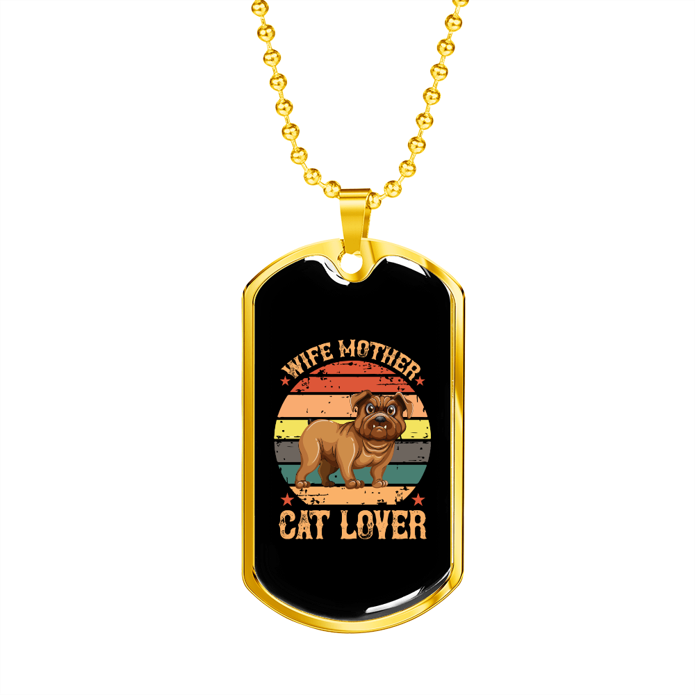 Wife Mother Cat Lover Dog Necklace Stainless Steel or 18k Gold Dog Tag 24" Chain-Express Your Love Gifts