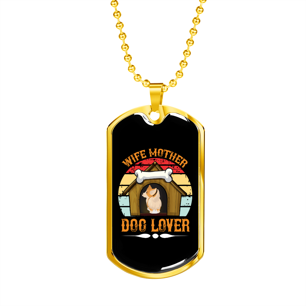 Wife Mother Stainless Steel or 18k Gold Dog Tag 24" Chain-Express Your Love Gifts