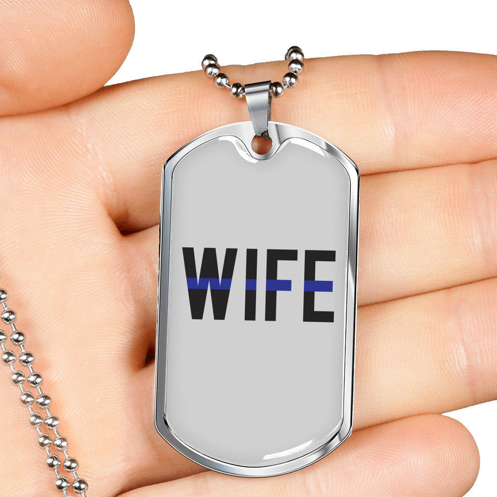 Wife Necklace Stainless Steel or 18k Gold Dog Tag 24"-Express Your Love Gifts