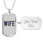 Wife Necklace Stainless Steel or 18k Gold Dog Tag 24"-Express Your Love Gifts