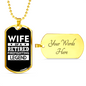 Wife Of A Retired Firefighter Gift Stainless Steel or 18k Gold Dog Tag 24" Chain-Express Your Love Gifts