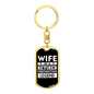 Wife Of A Retired Firefighter Keychain Stainless Steel or 18k Gold Dog Tag Keyring-Express Your Love Gifts