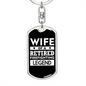 Wife Of A Retired Firefighter Keychain Stainless Steel or 18k Gold Dog Tag Keyring-Express Your Love Gifts