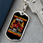 Wife Of Grumpy Firefighter Keychain Stainless Steel or 18k Gold Dog Tag Keyring-Express Your Love Gifts