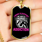 Wife's Horse Addiction Horse Necklace Stainless Steel or 18k Gold Dog Tag 24" Chain-Express Your Love Gifts