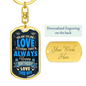 Wife To Husband Birthday One Keychain Stainless Steel or 18k Gold Dog Tag Keyring-Express Your Love Gifts