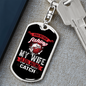 Wife Waiting Fishing Keychain Stainless Steel or 18k Gold Dog Tag Keyring-Express Your Love Gifts
