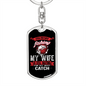 Wife Waiting Fishing Keychain Stainless Steel or 18k Gold Dog Tag Keyring-Express Your Love Gifts